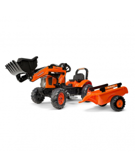 Tractor a pedales Kubota M7171 con pala y remolque