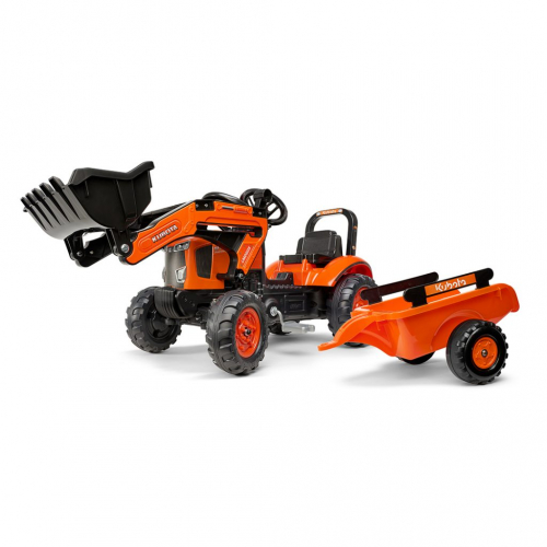 Tractor a pedales Kubota M7171 con pala y remolque
