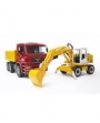 Caminão-brinquedo-MAn-TGA-excavadeira-Liebherr-Bruder-Agridiver