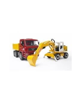 Caminão-brinquedo-MAn-TGA-excavadeira-Liebherr-Bruder-Agridiver