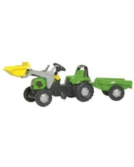 Trator-pedais-brinquedo-crianças-Deutz-Fahr-Agroplus-carregador-reboque-Rollykid-Rollytoys-Agridiver-verde