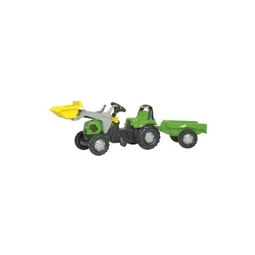 Trator-pedais-brinquedo-crianças-Deutz-Fahr-Agroplus-carregador-reboque-Rollykid-Rollytoys-Agridiver-verde